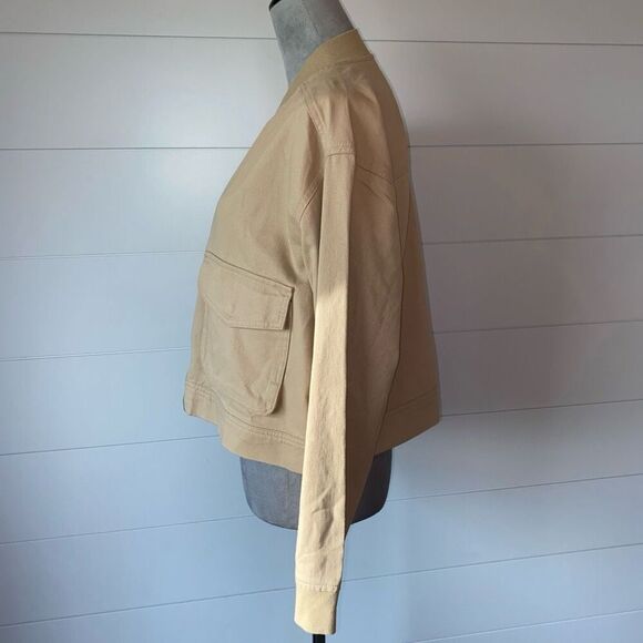 NICOLE MILLER Cream Color Cotton Bomber Jacket Women's Size Large - Picture 5 of 10